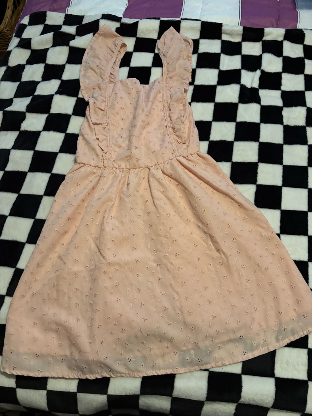 Girls 7 Eyelet Ruffle Strap Dress